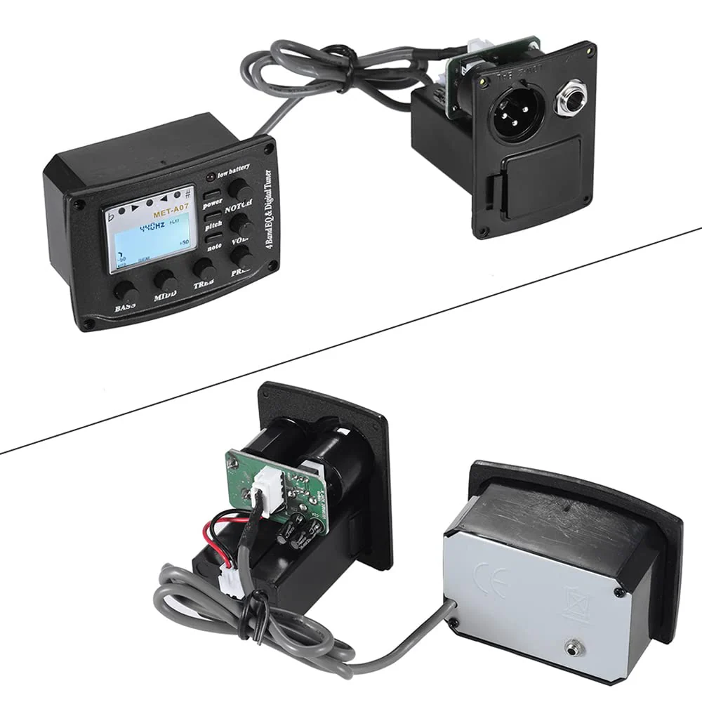 Acoustic Guitar 4-Band EQ Equalizer Tone and Volume Amplifier Preamp Piezo Pickup 6.35mm XLR with Pitch Note Notch Function Clear LCD Display - Image 5