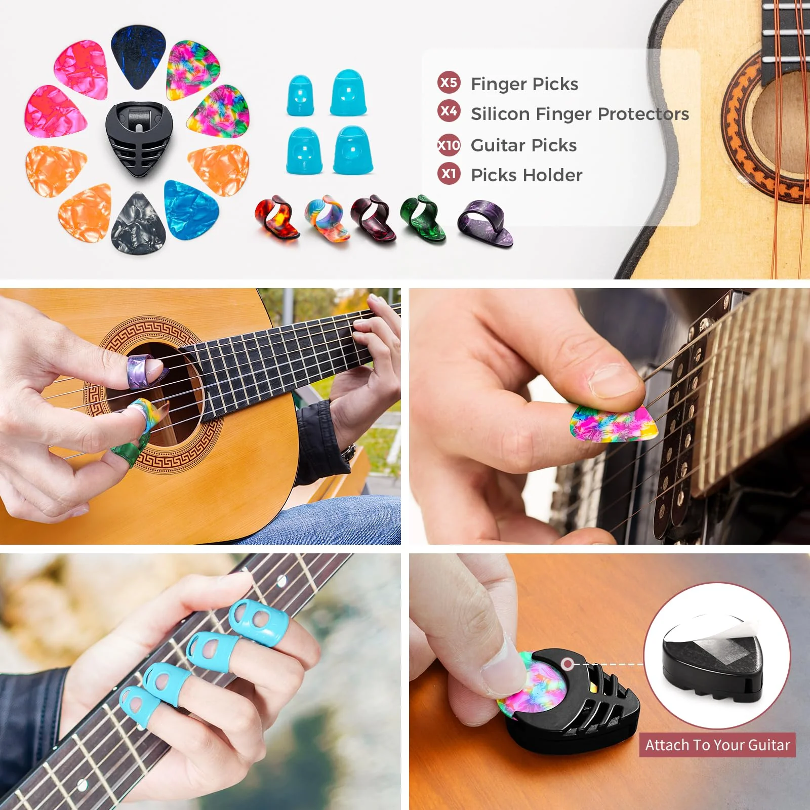 Acoustic Guitar Accessories Kit Guitar Strings Replacement Changing Tool Include Strings, Capo, Picks, Picks Holder, String Winder, Pins, Nuts Saddles for Guitar Players Beginners,58 Pcs - Image 5