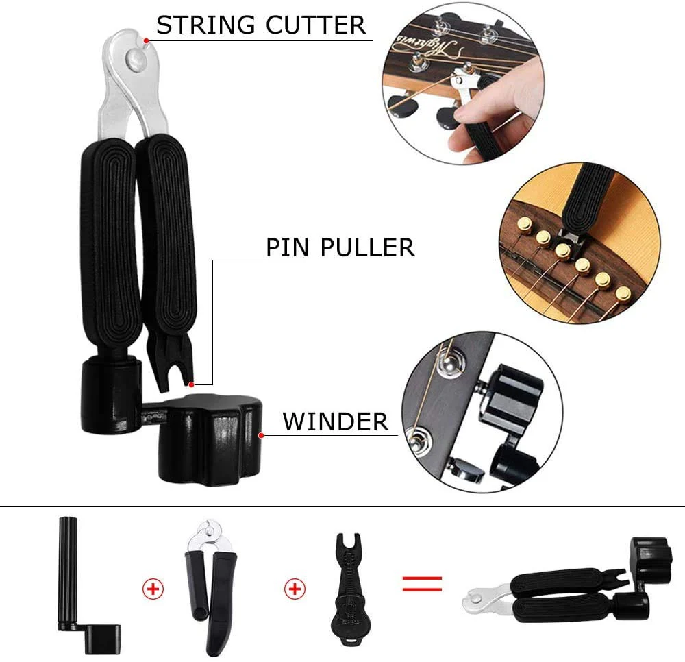 Acoustic Guitar Accessories Kit Including Guitar Strings,Tuner,Guitar Capo, Restring Tool,Pick Holder,Bridge Pins,Finger Picks,Guitar Nuts and Saddles - Image 5