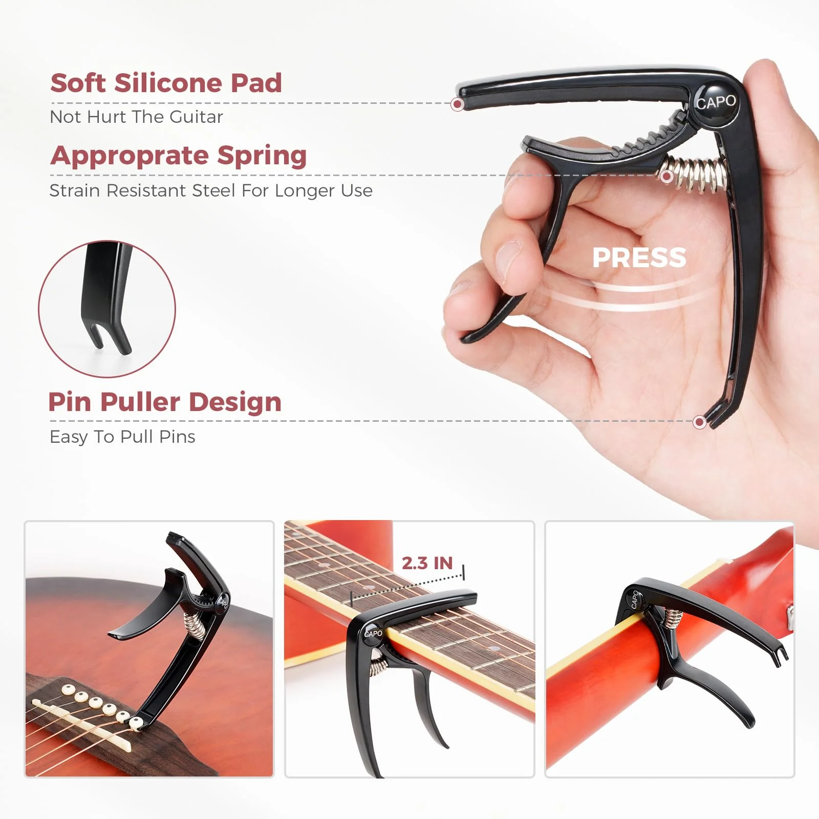 Acoustic Guitar Accessories Kit Strings Replacement Including Strings, Capo, Guitar Tuner, Picks,3-in-1 Winder, Bridge Pins, Picks for Guitar Players Beginners, 59PCS - Image 4
