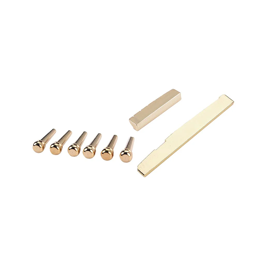 Acoustic Guitar Bridge Pins, Brass Guitar Bridge Saddle Nut Set for 6 String Guitar Replacement Parts - Image 3