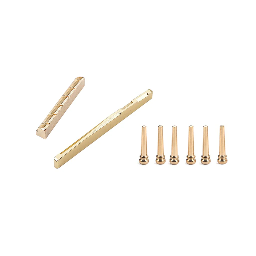 Acoustic Guitar Bridge Pins, Brass Guitar Bridge Saddle Nut Set for 6 String Guitar Replacement Parts - Image 4