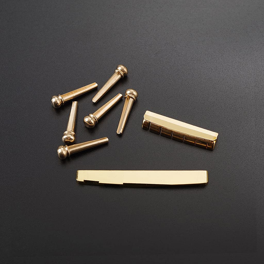 Acoustic Guitar Bridge Pins, Brass Guitar Bridge Saddle Nut Set for 6 String Guitar Replacement Parts - Image 5