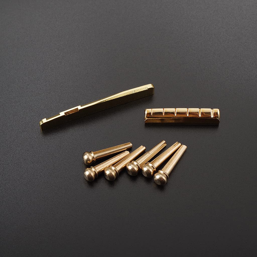 Acoustic Guitar Bridge Pins, Brass Guitar Bridge Saddle Nut Set for 6 String Guitar Replacement Parts - Image 6