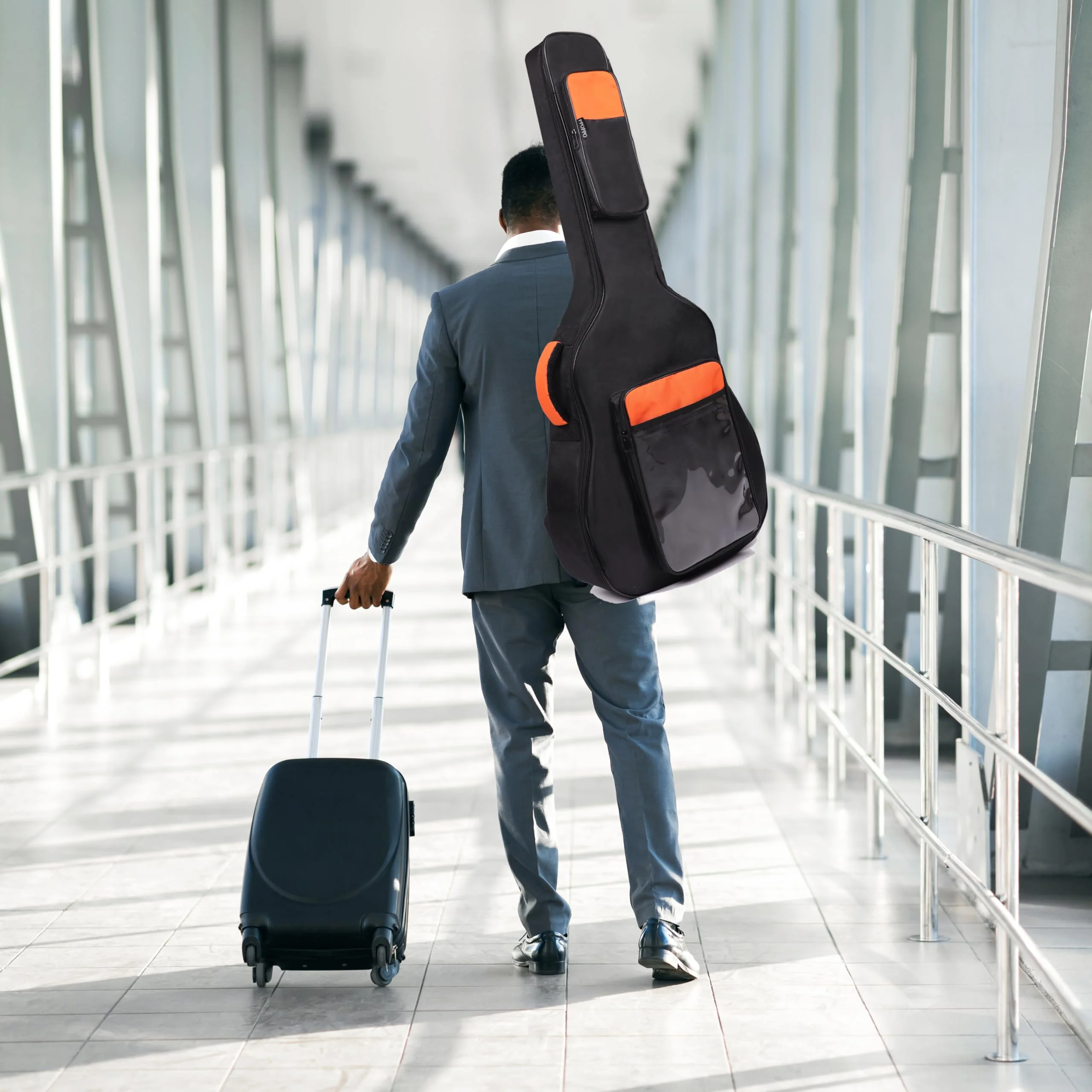 Acoustic Guitar Gig Bag Fits 40 41 42 Inch, 0.5 Inch Thick Padded for Enhanced Protection, 600D Waterproof Nylon, Soft Guitar Backpack Case with Neck Fixed Strap & Adjustable Shoulder Straps Orange (0.5 Inch) - Image 7