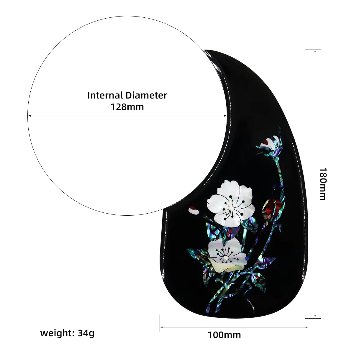 Acoustic Guitar Pickguard Thick Pick Guard Inlaid Abalone Flower for Most Martin Acoustic Guitar (Black) Black - Image 3