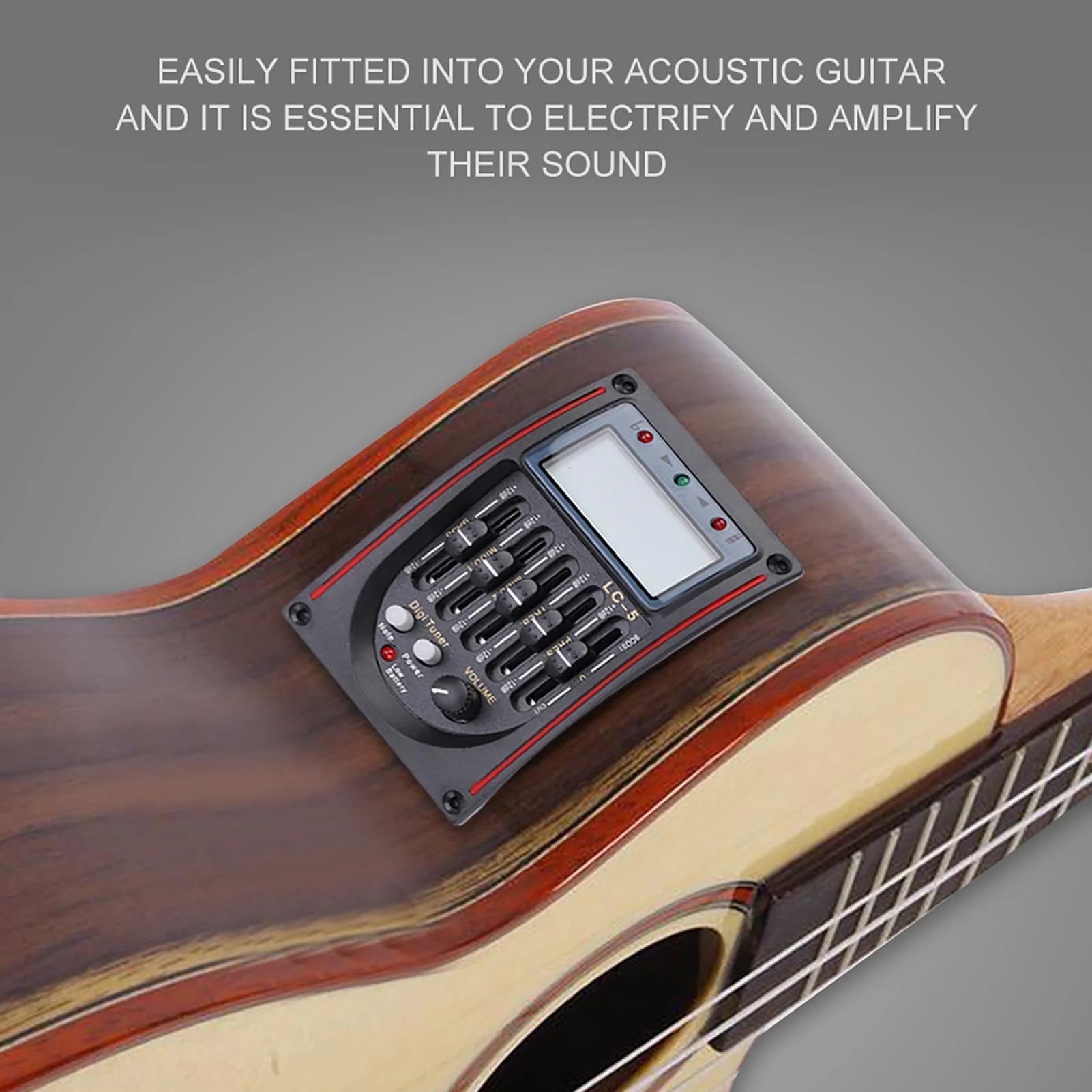 Acoustic Guitar Pickup, EQ LC-5 Preamp, LCD 5 Band Piezo Pickup, Acoustic Tuner, Guitar Amp - Image 5