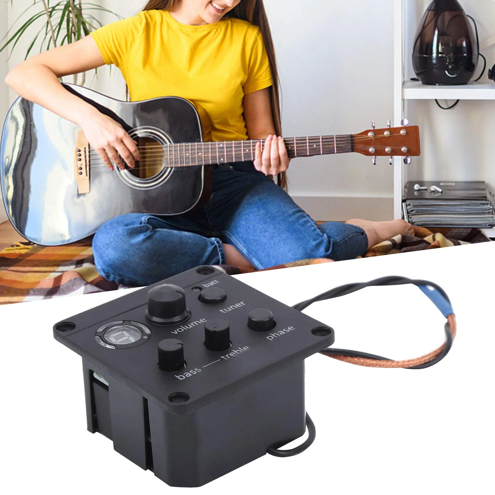 Acoustic Guitar Pickup, Guitar Pickup Onboard Preamp Equalizer with User Manual EQ Glued to Sound Hole - Image 2