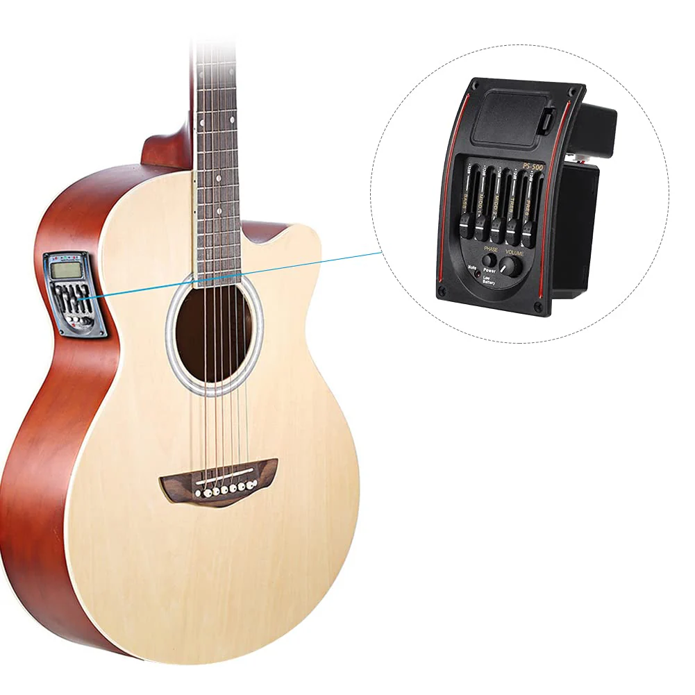 Acoustic Guitar Pickup, Guitar Preamp, 5 Band Electric Digital Equalizer Pickup with LCD Display - Image 5