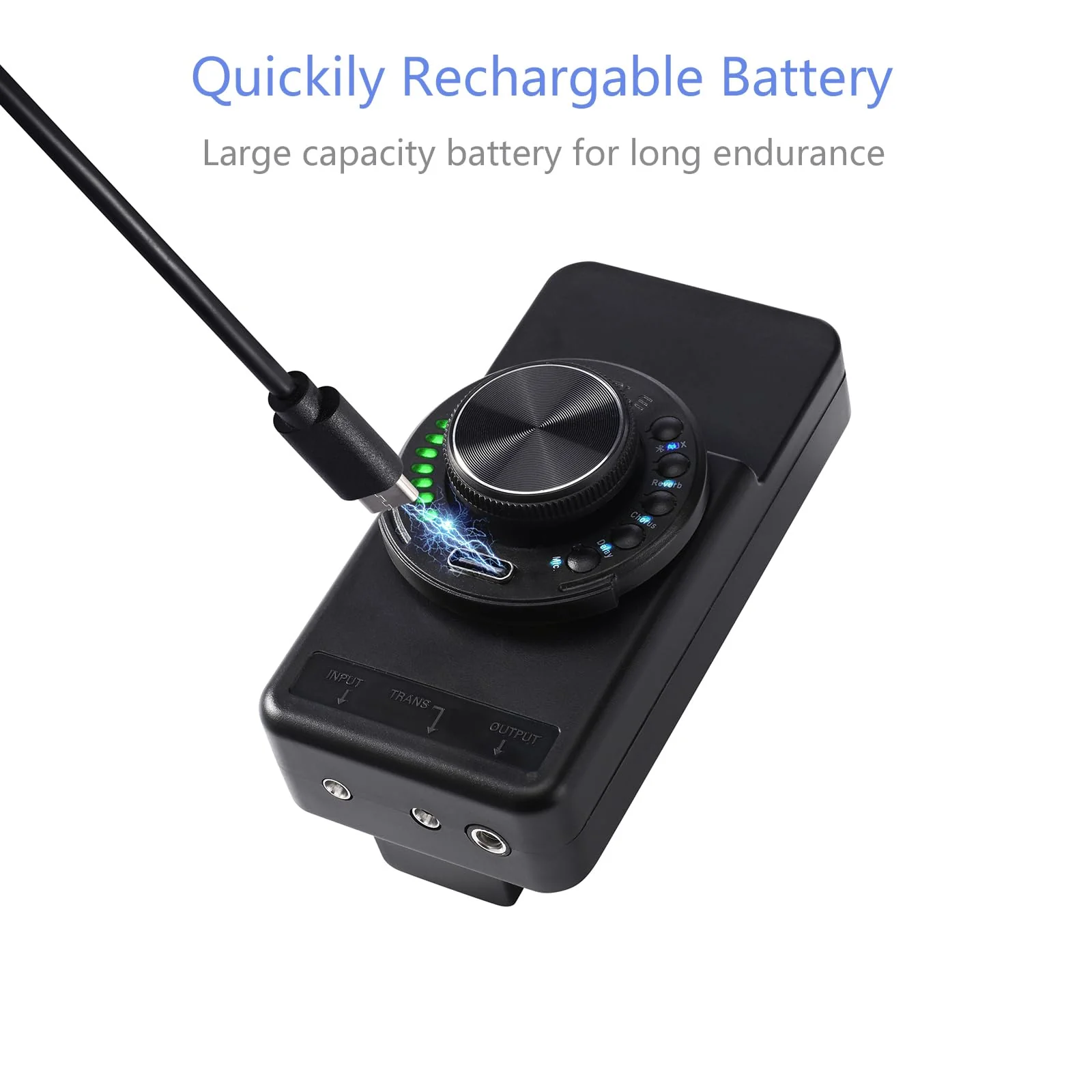 Acoustic Guitar Pickup New Concept Mini On-Board Bluetooth Guitar Preamp Recverb Chours Delay Effect Adjustable Piezo Pickup and Microphone Pickup Dula-Pickup System Wired Guitar Pickup Jet Black - Image 5