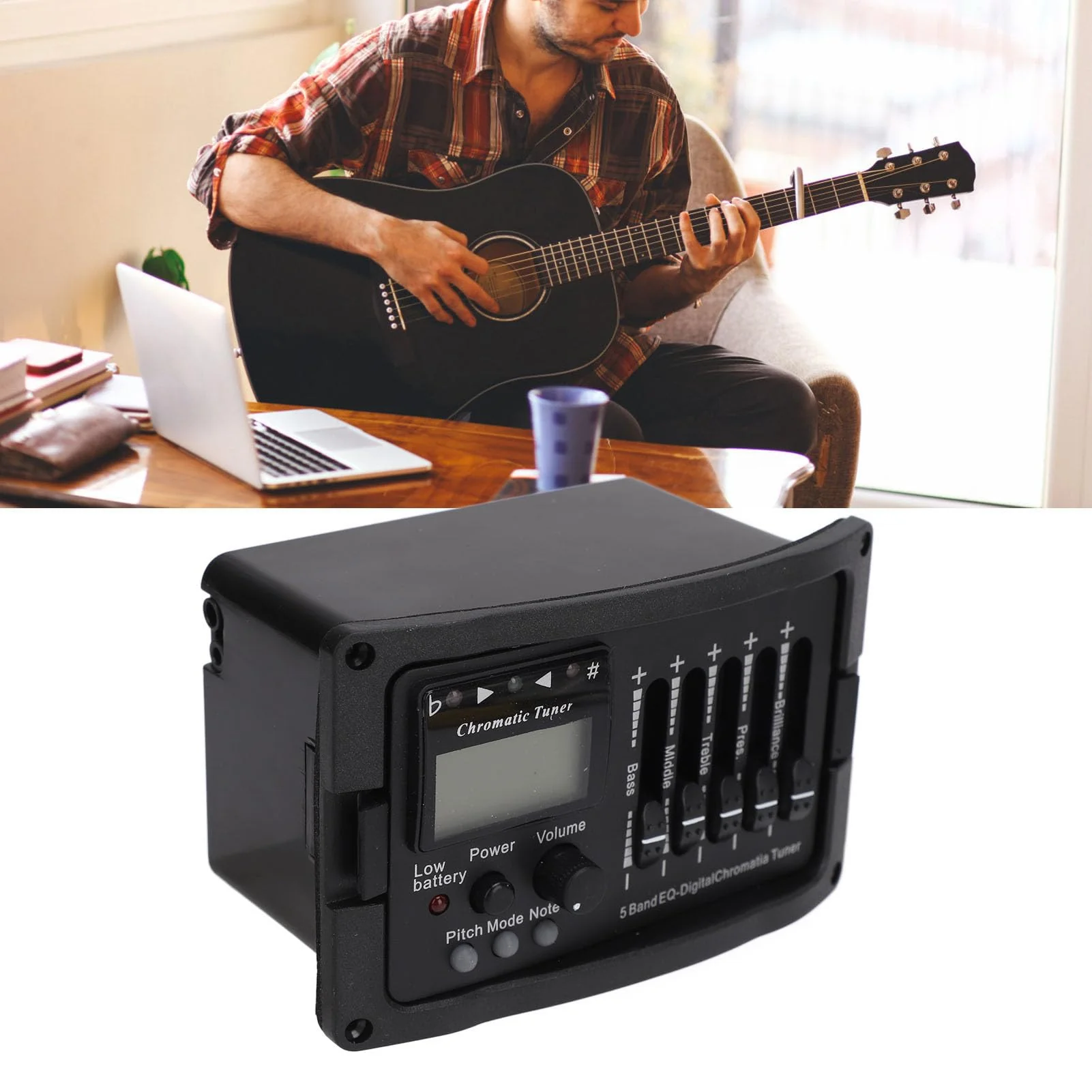 Acoustic Guitar Preamp Pickup 5 Band Guitar Preamp Equalizer with Tuner for Players Stage Performance - Image 8