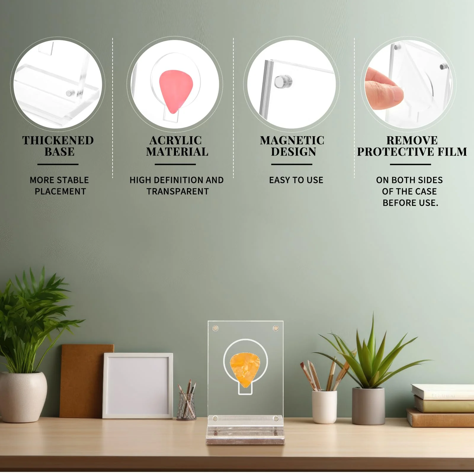 Acrylic Guitar Pick Display Case Clear Guitar Pick Stand Holder Coin Collectible Guitar Pick Display Easel, 2.5 x 1.8 x 3.95 Inch - Image 3