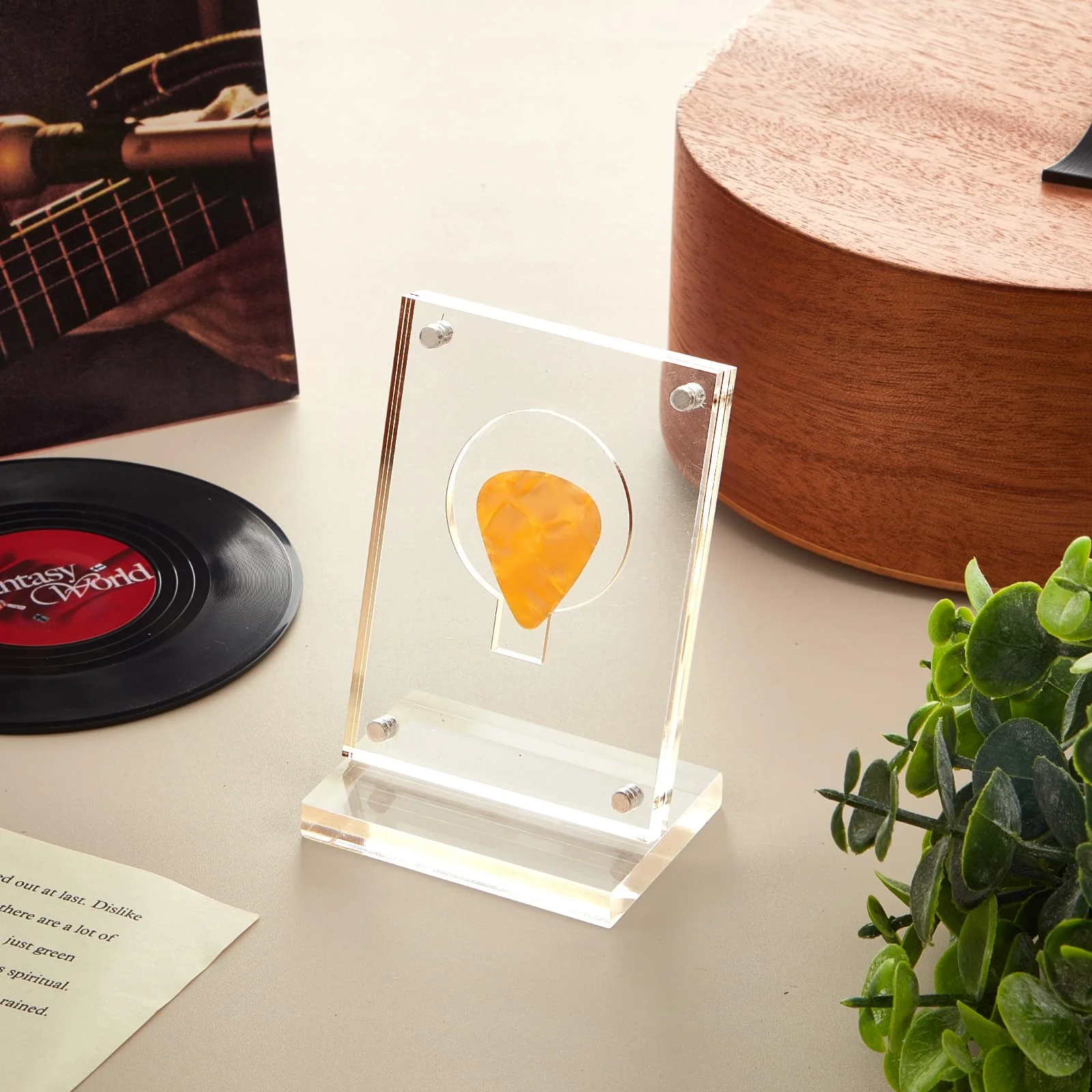Acrylic Guitar Pick Display Case Clear Guitar Pick Stand Holder Coin Collectible Guitar Pick Display Easel, 2.5 x 1.8 x 3.95 Inch - Image 5