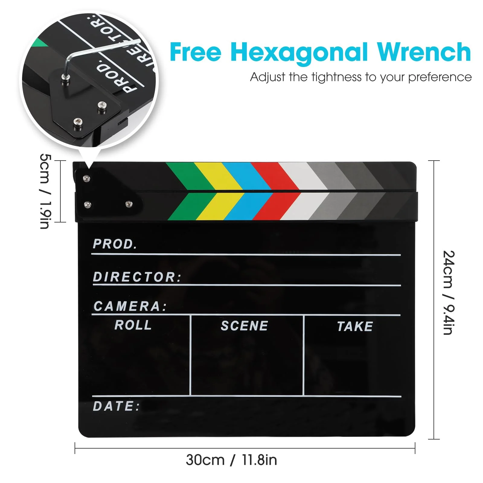 Acrylic Movie Film Directors Clapboard, Photography Video TV Cut Action Scene Slate Clapper Board Props, Black - Image 3