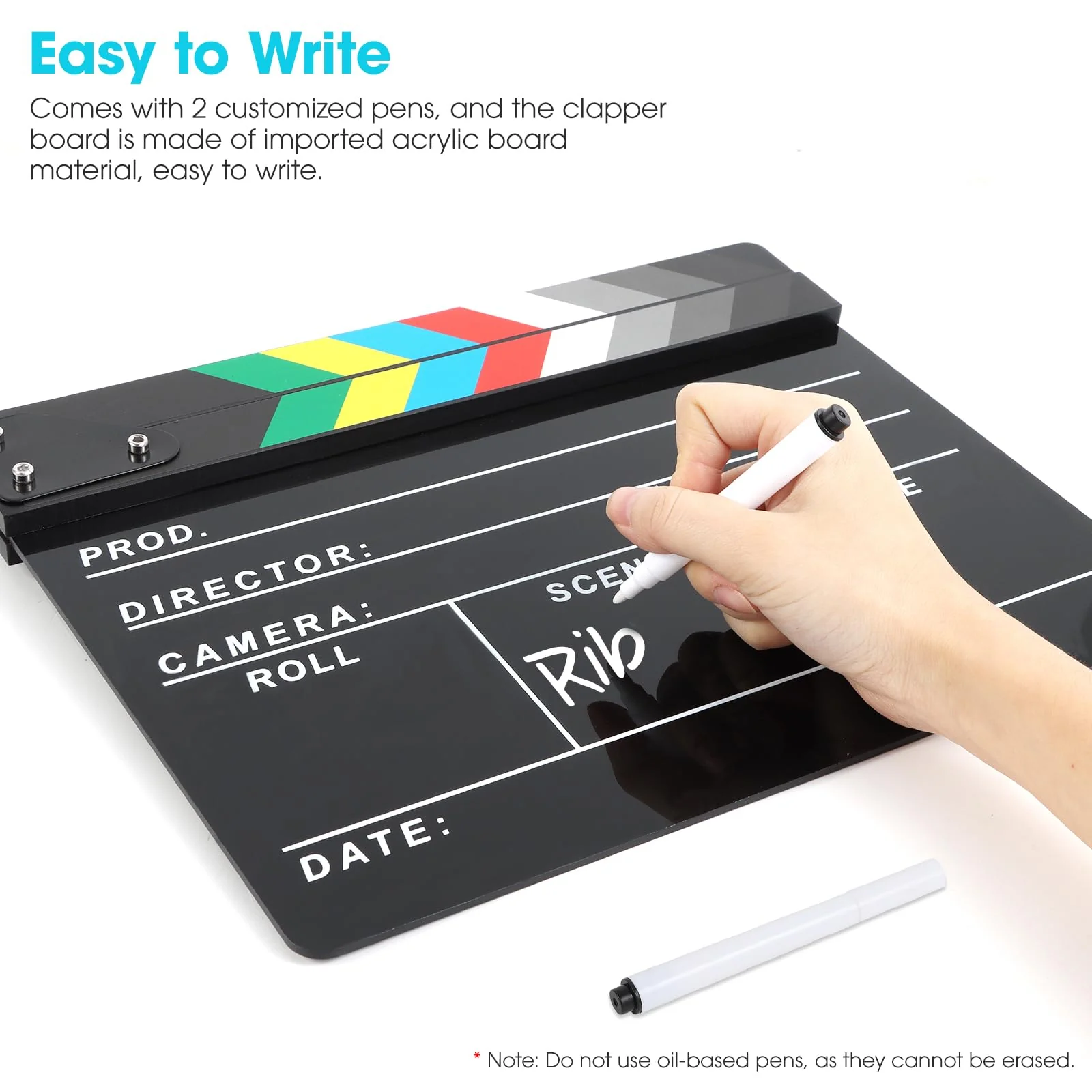 Acrylic Movie Film Directors Clapboard, Photography Video TV Cut Action Scene Slate Clapper Board Props, Black - Image 5
