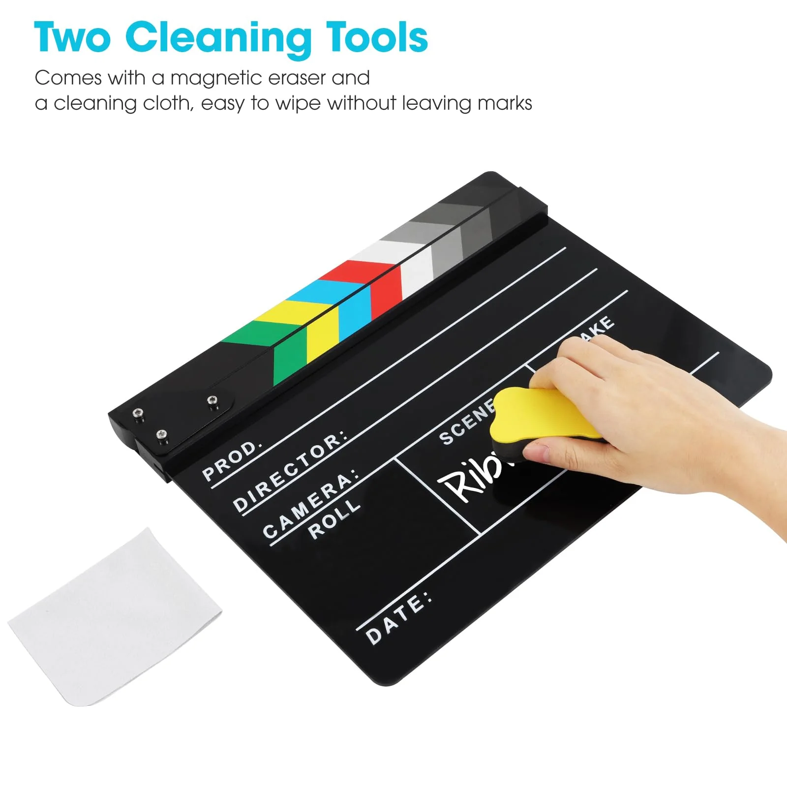 Acrylic Movie Film Directors Clapboard, Photography Video TV Cut Action Scene Slate Clapper Board Props, Black - Image 6