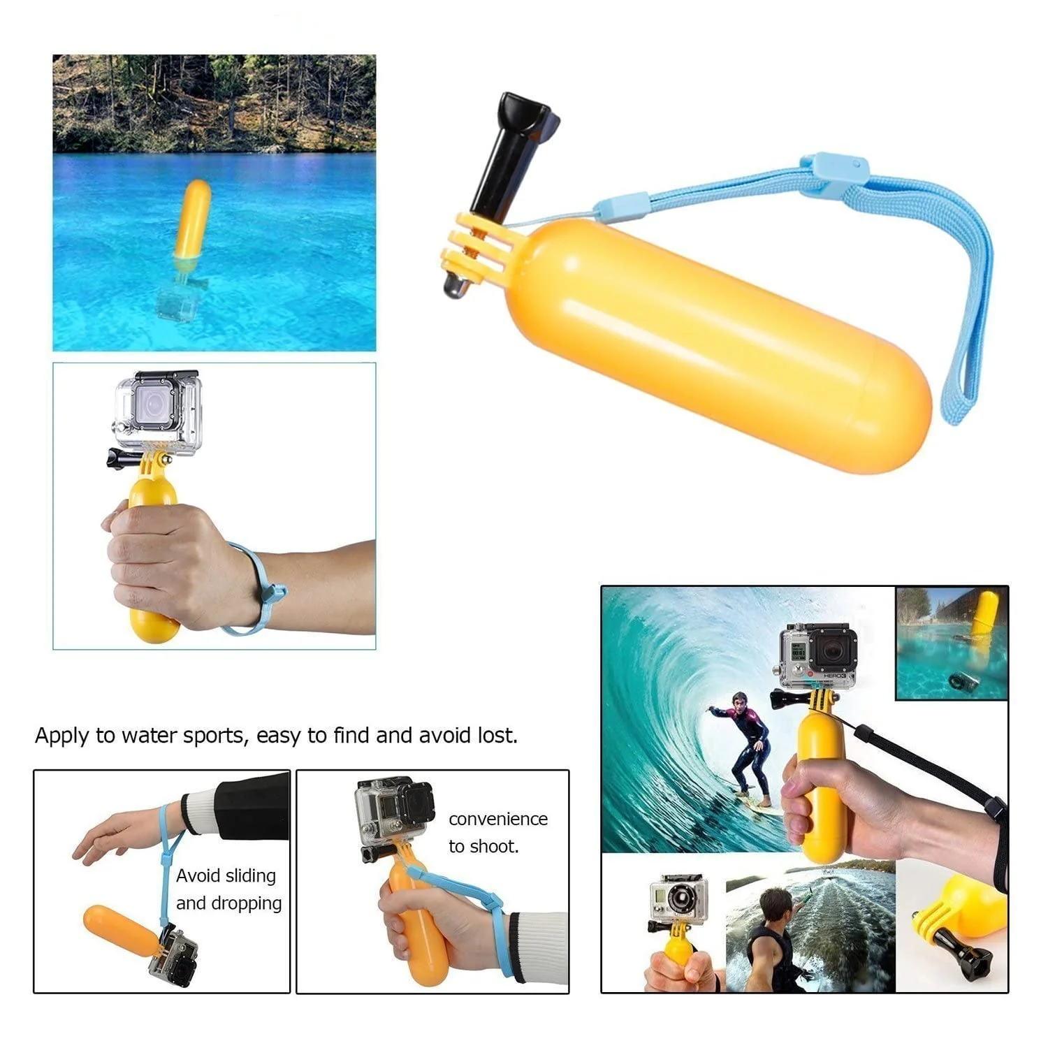 Action Camera Selfie Stick Floating Hand Grip Compatible with AKASO EK7000 Brave 7 LE Brave 4 V50X, Gopro Hero 13 12 11 10 9, DJI Osmo Action 5 pro, Apexcam, Dragon Touch, Sjcam Action Camera - Image 6