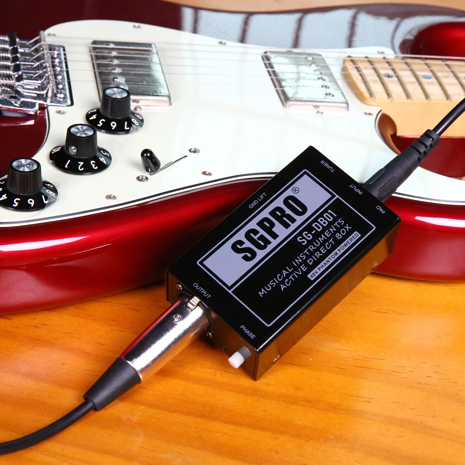 Active Direct Box, Recording Signal DI Box for Musical Instruments as Guitar, Bass Guitar, and Keyboard Live Performance or Studio, 1/4" to XLR, Ground Lift 48V Phantom Powered Compact Unit - Image 9