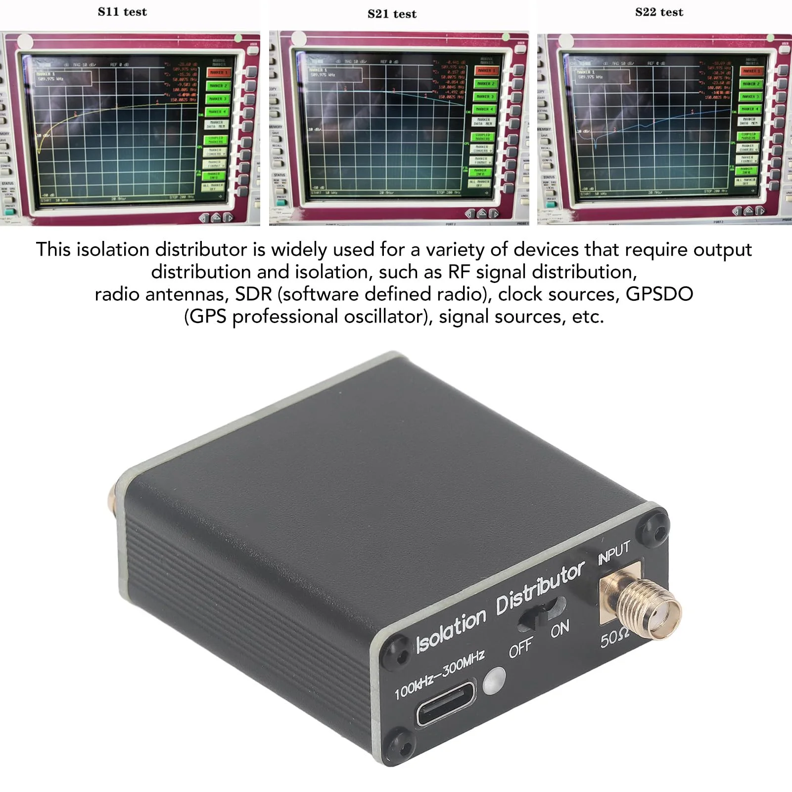 Active RF Isolation Distributor, 100kHz-150MHz RF Splitter for SDR GPSDO Source, Reliable Distribution with Isolator for Common Mode Interference Suppression - Image 2