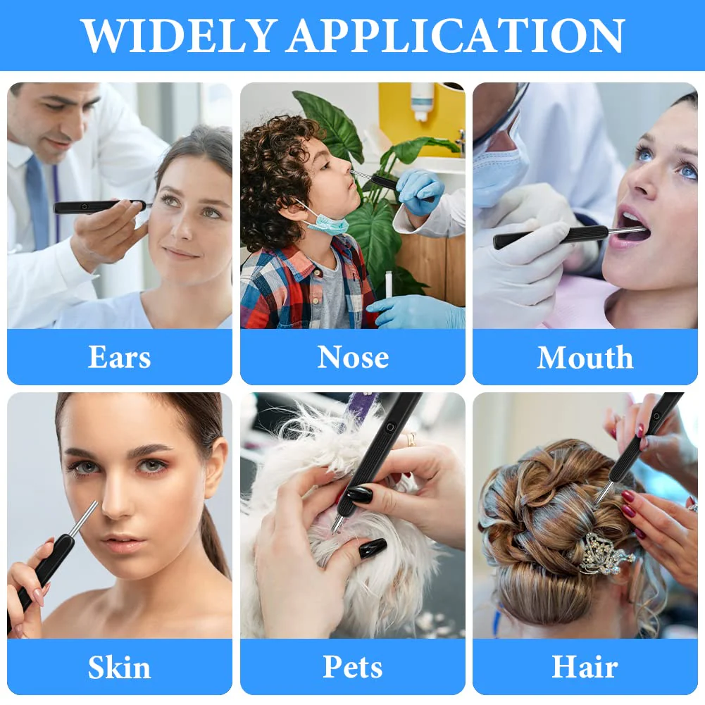 ACWOO Ear Wax Remover Otoscope, Ear Cleaner Camera Ultra Thin, IP67 Waterproof Ear Endoscope Ear Cleaner for Adults, Wireless HD Otoscope for Adults, Children and Pets, Black - Image 6