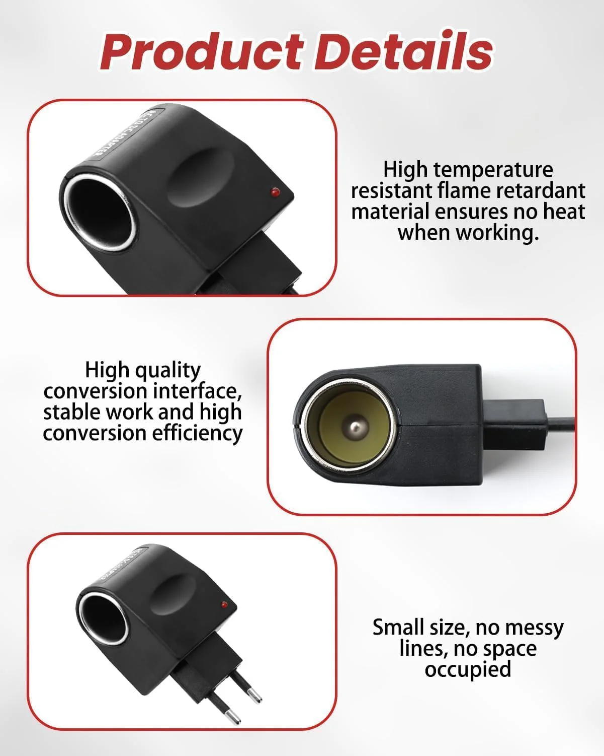 Adapter Cigarette Lighter Socket, 220 V to 12 V Adapter Cigarette Lighter Socket AC to DC Voltage Converter with EU Plug Converter Car Power Supply for Van Truck Step Down Converter - Image 3