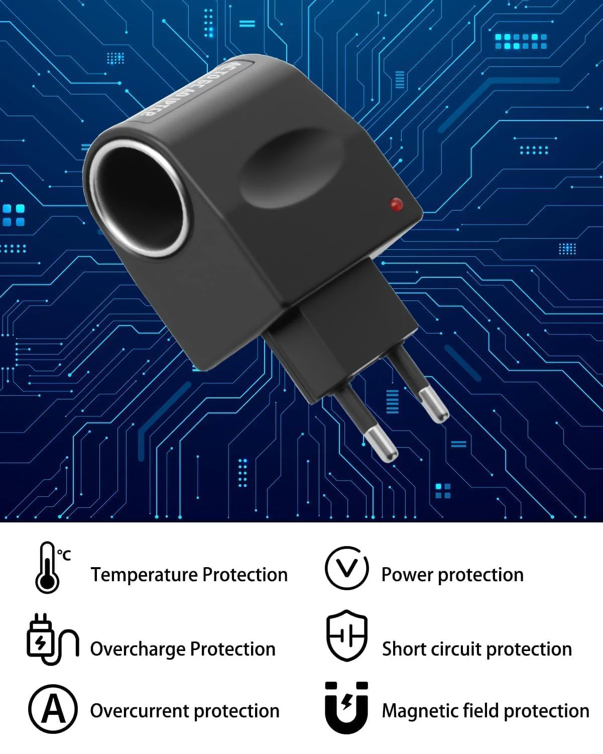 Adapter Cigarette Lighter Socket, 220 V to 12 V Adapter Cigarette Lighter Socket AC to DC Voltage Converter with EU Plug Converter Car Power Supply for Van Truck Step Down Converter - Image 4