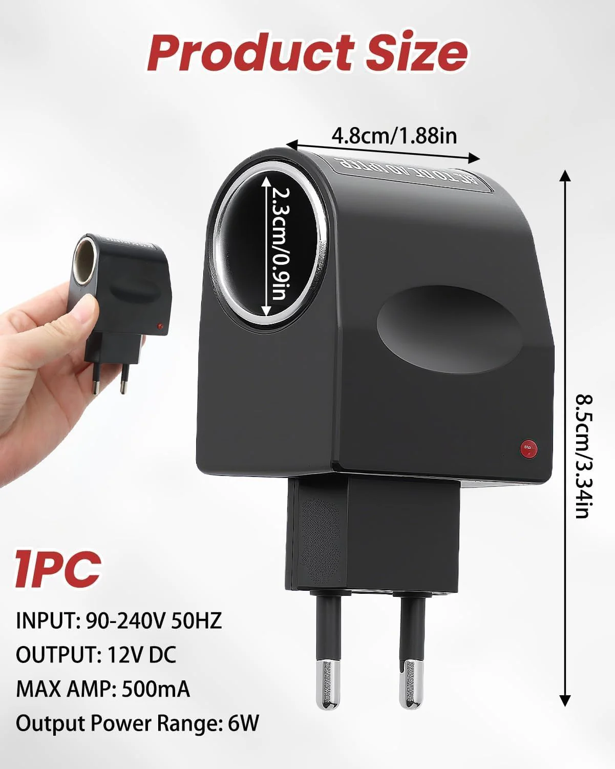 Adapter Cigarette Lighter Socket, 220 V to 12 V Adapter Cigarette Lighter Socket AC to DC Voltage Converter with EU Plug Converter Car Power Supply for Van Truck Step Down Converter - Image 5