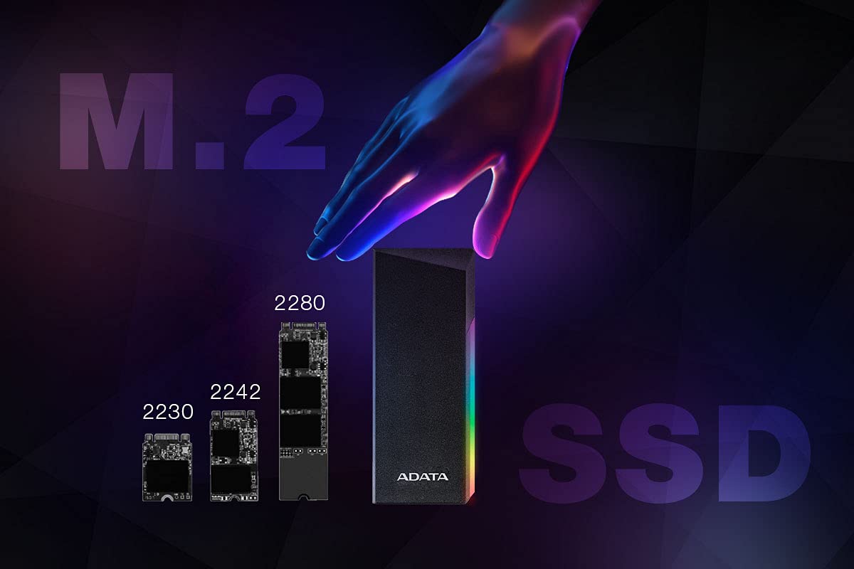 ADATA EC700G Aluminum USB 3 Gen 2 Type-C M.2 2280/2242/2230 PCIe/NVMe/SATA SSD External Portable Enclosure Case Adapter Tool-Less Design (AEC700GU32G2-CGY) - Image 4