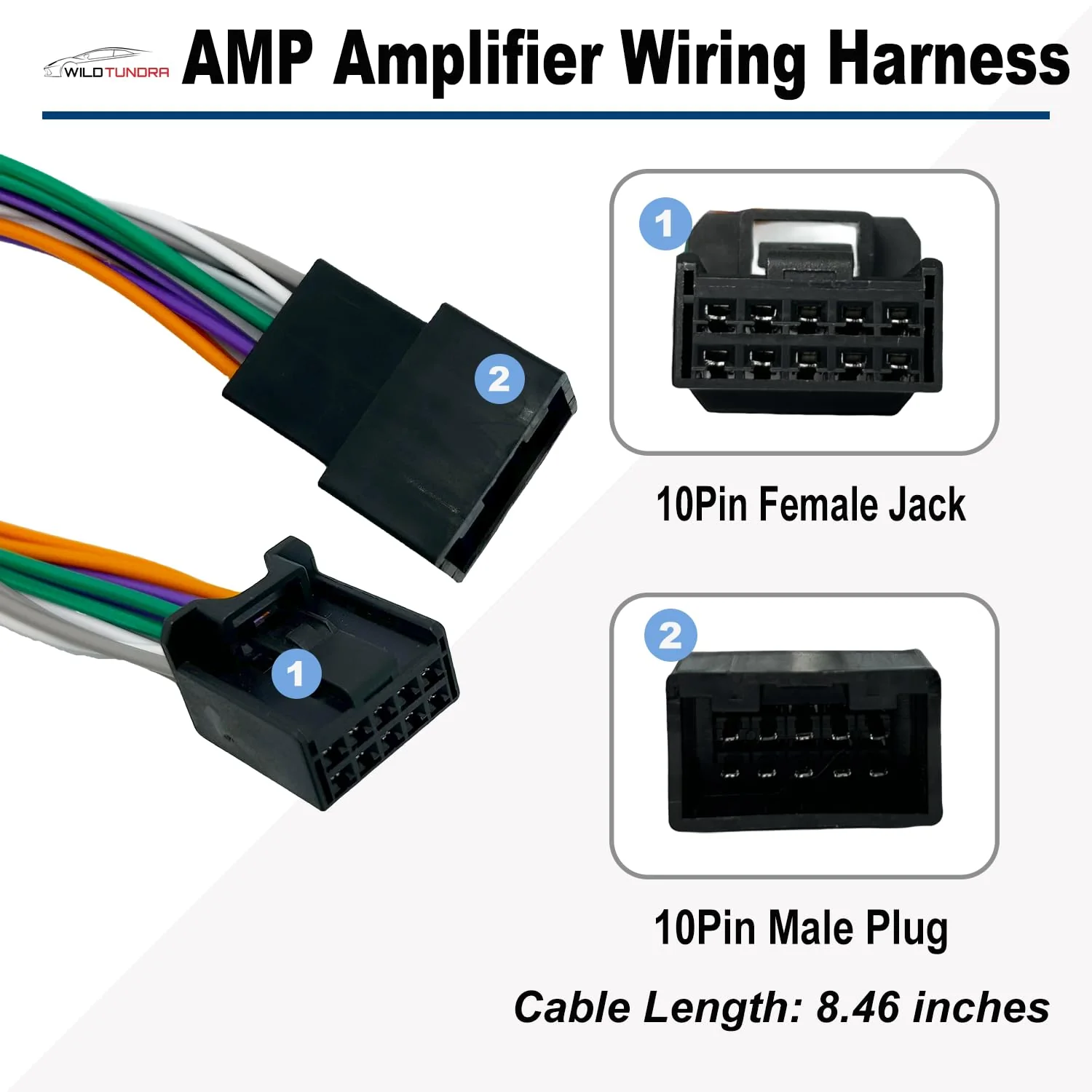 Add AMP Amplifier Subwoofer Speaker Wiring compatible with Toyota 2018-2022(Non-JBL) Radio Stereo T-Harness Subwoofer Amplifier Install Cable Adapter Camry RAV4 Tacoma Corolla Improve Car Sound Toyota,10-pin Male and Female Connectors - Image 2