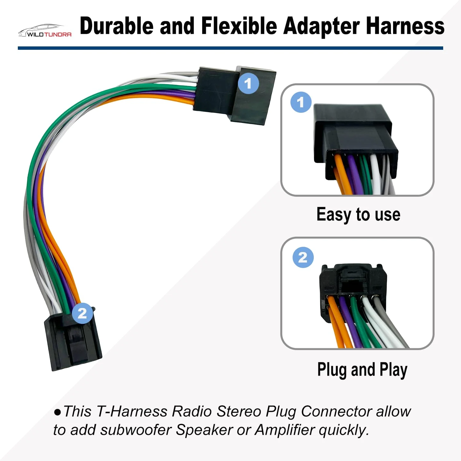 Add AMP Amplifier Subwoofer Speaker Wiring compatible with Toyota 2018-2022(Non-JBL) Radio Stereo T-Harness Subwoofer Amplifier Install Cable Adapter Camry RAV4 Tacoma Corolla Improve Car Sound Toyota,10-pin Male and Female Connectors - Image 4