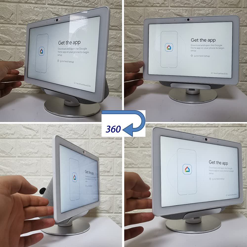Adjustable Aluminum Swivel Stand for Google Nest Hub Max - 360° Horizontal Rotation, ±30° Tilt, Non-Slip Silicone Pads, Easy Installation, Universal Compatibility, Durable & chassis Metal Design silver - Image 3