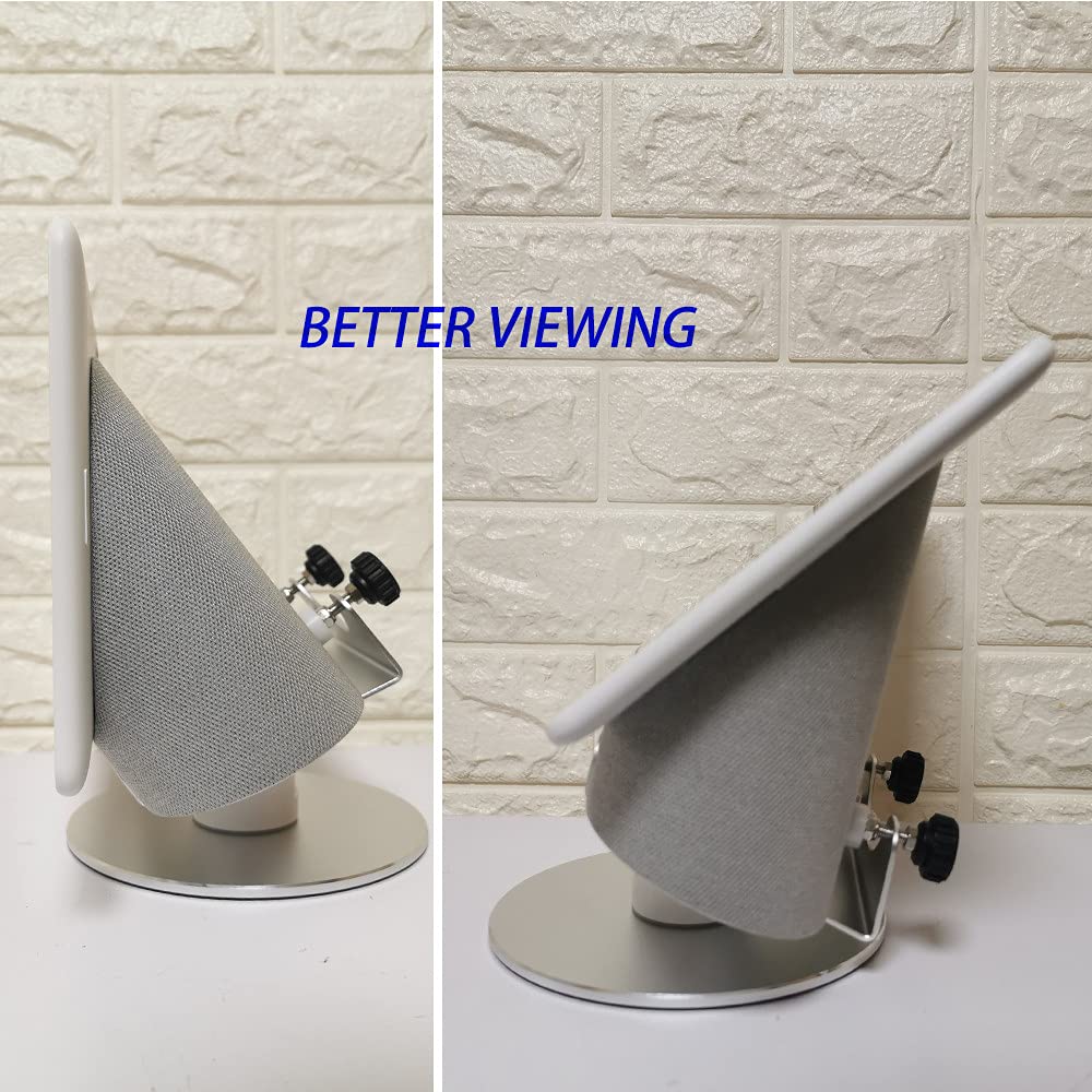 Adjustable Aluminum Swivel Stand for Google Nest Hub Max - 360° Horizontal Rotation, ±30° Tilt, Non-Slip Silicone Pads, Easy Installation, Universal Compatibility, Durable & chassis Metal Design silver - Image 5
