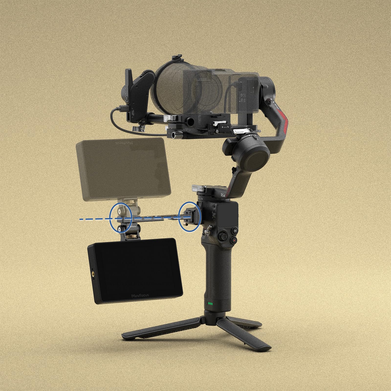Adjustable Camera Monitor Mount with Quick Release NATO Clamp, Cold Shoe Mount, 360° Rotatable Field Gimbal Monitor Holder for DJI RS 4 Mini/RS 4 / RS 4 Pro/RS 2 / RSC 2 / RS 3 / RS 3 Pro/RS 3 Mini - Image 9