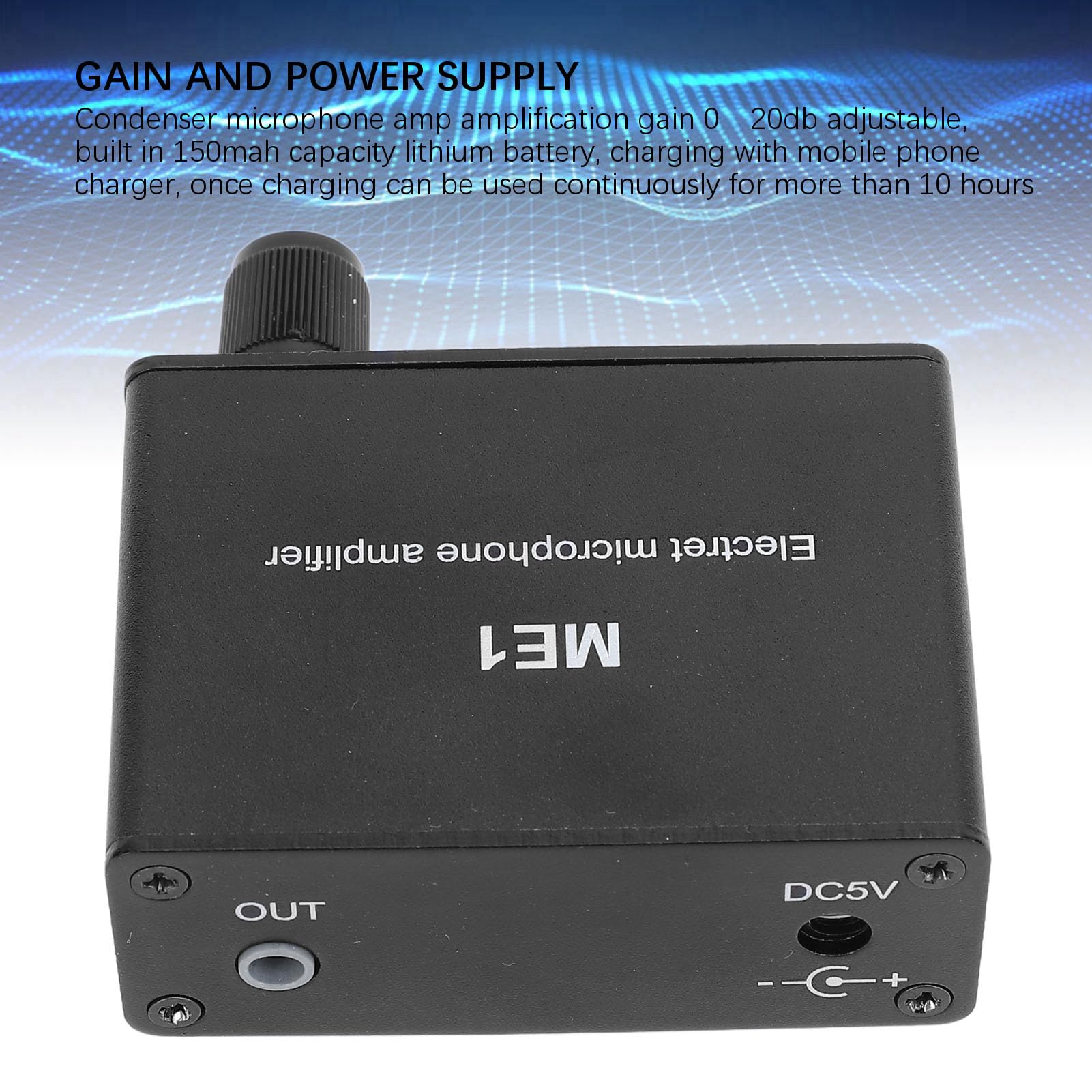 Adjustable Gain Electret Microphone Amp, 3.5mm Input Sound Preamplifier ME1, Built in Bias, Output 3.5mm Interface, 0-20db Gain, DC5-12V Power Supply - Image 6
