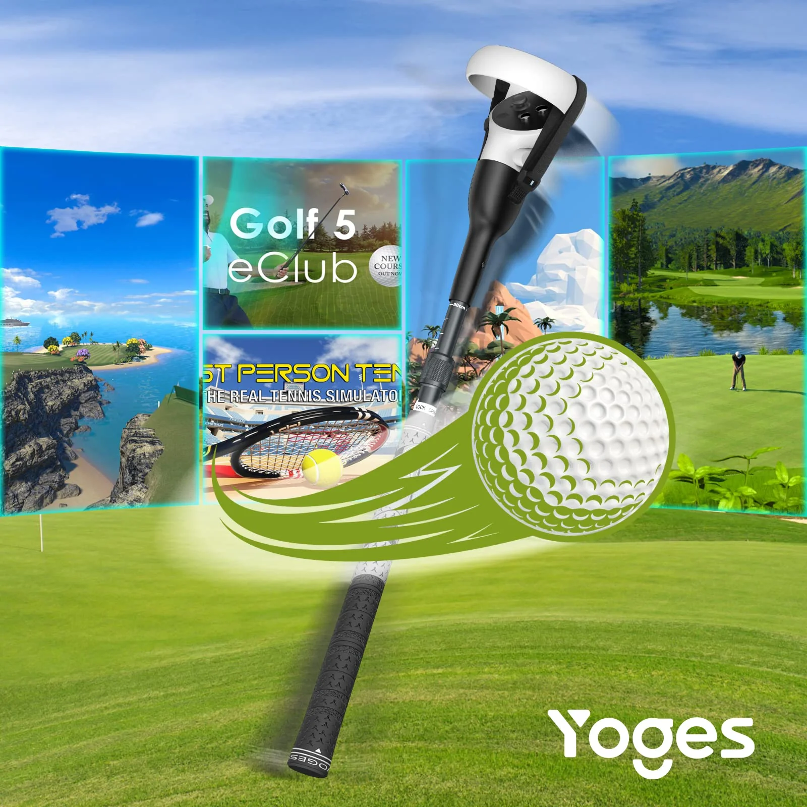 Adjustable Length VR Golf Club Handle Compatible for Oculus-Quest 2-Accessories, Virtual Reality Baseball Controller Attachment, Simulator Real Golf Game Bat Adapter for Golf+, Walkabout Mini Golf - Image 7
