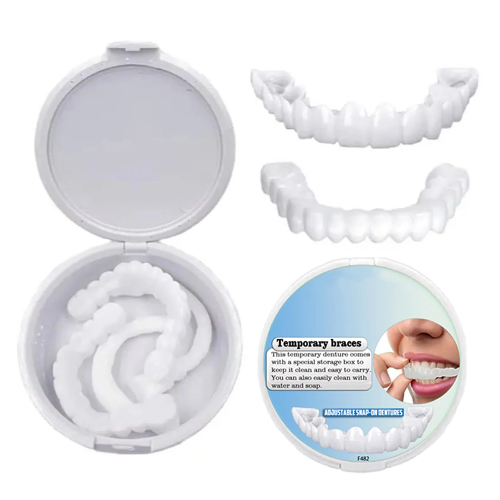 Adjustable Snap-On Denture - Temporary Mouth Guard, False Artificial Temporary Teeth Braces, Snap On Veneers for Men Women False Teeth, Silicone Non-porous Hood - Image 3