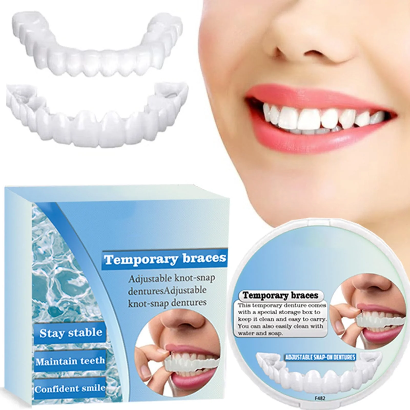 Adjustable Snap-On Denture - Temporary Mouth Guard, False Artificial Temporary Teeth Braces, Snap On Veneers for Men Women False Teeth, Silicone Non-porous Hood - Image 5