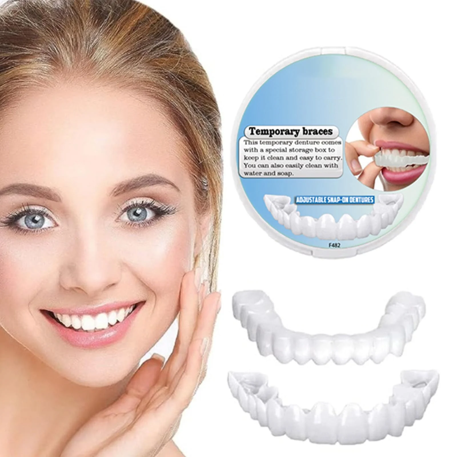 Adjustable Snap-On Denture - Temporary Mouth Guard, False Artificial Temporary Teeth Braces, Snap On Veneers for Men Women False Teeth, Silicone Non-porous Hood - Image 6