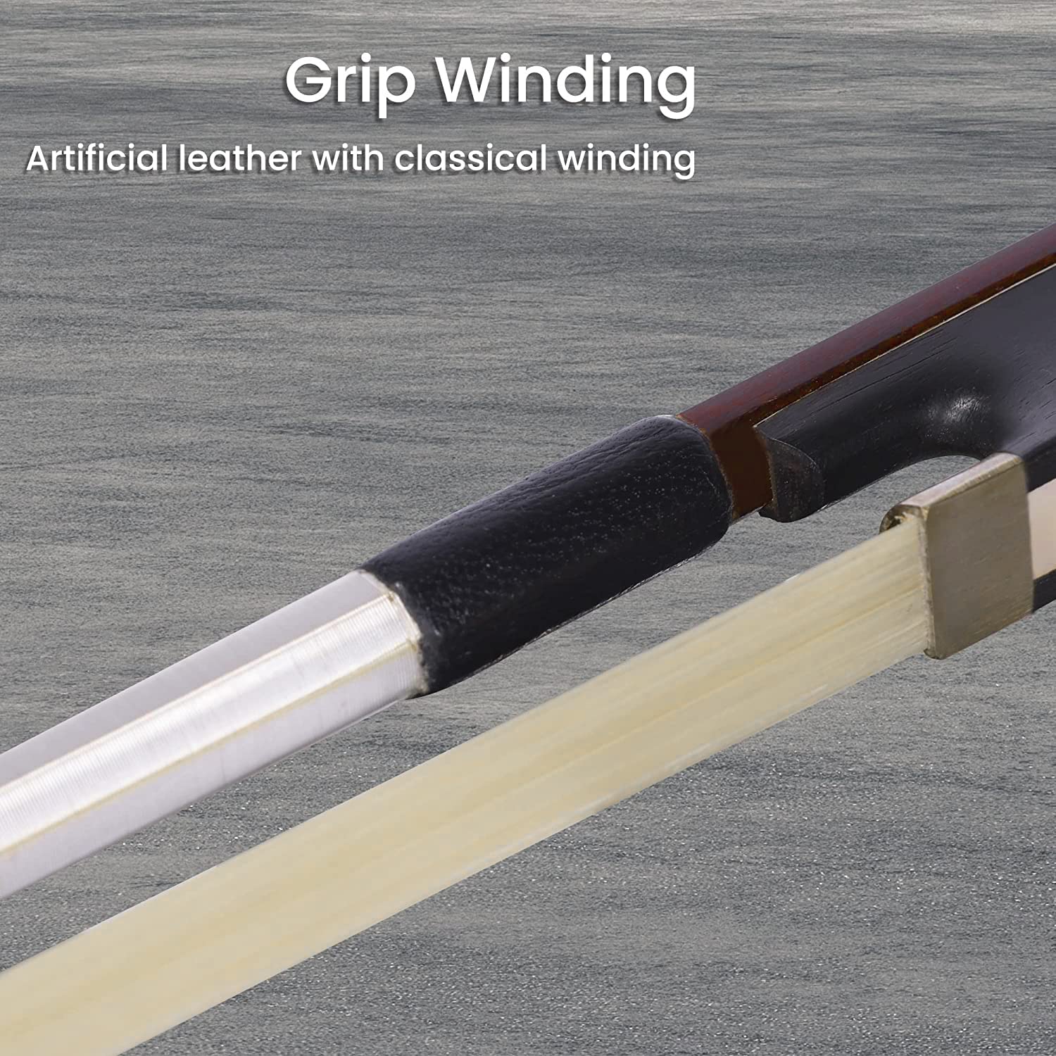ADM 4/4 Full Size Student Violin Bow, Well Balanced Handmade Brazilwood Bow with Horsehair, Ebony Frog with Pearl Eye and Pearl Slide, Brown 4/4 Size - Image 4