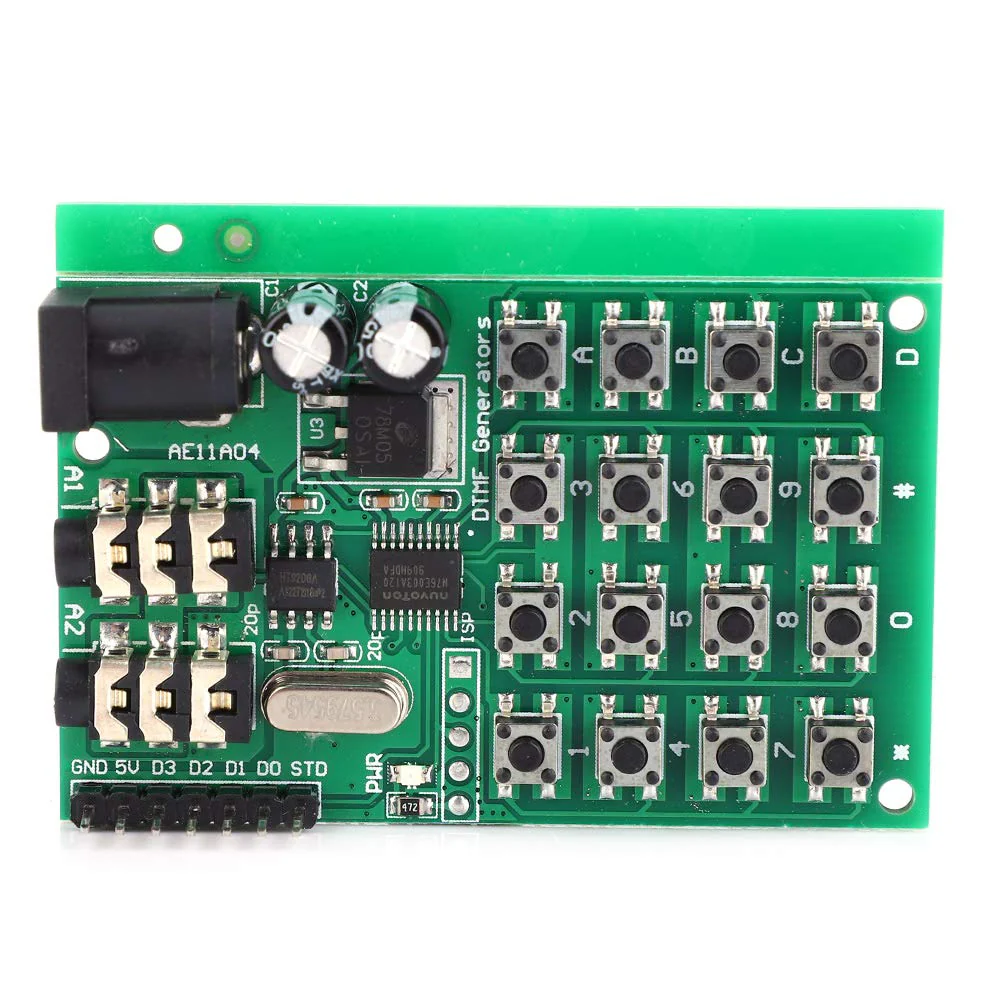 AE11A04 DTMF Module Audio Generator Board, 5-24VDC, Voice Encode Transmitter, MCU Interface, 2.48x1.57x0.51in, with 3.5mm Audio Jack - Image 8