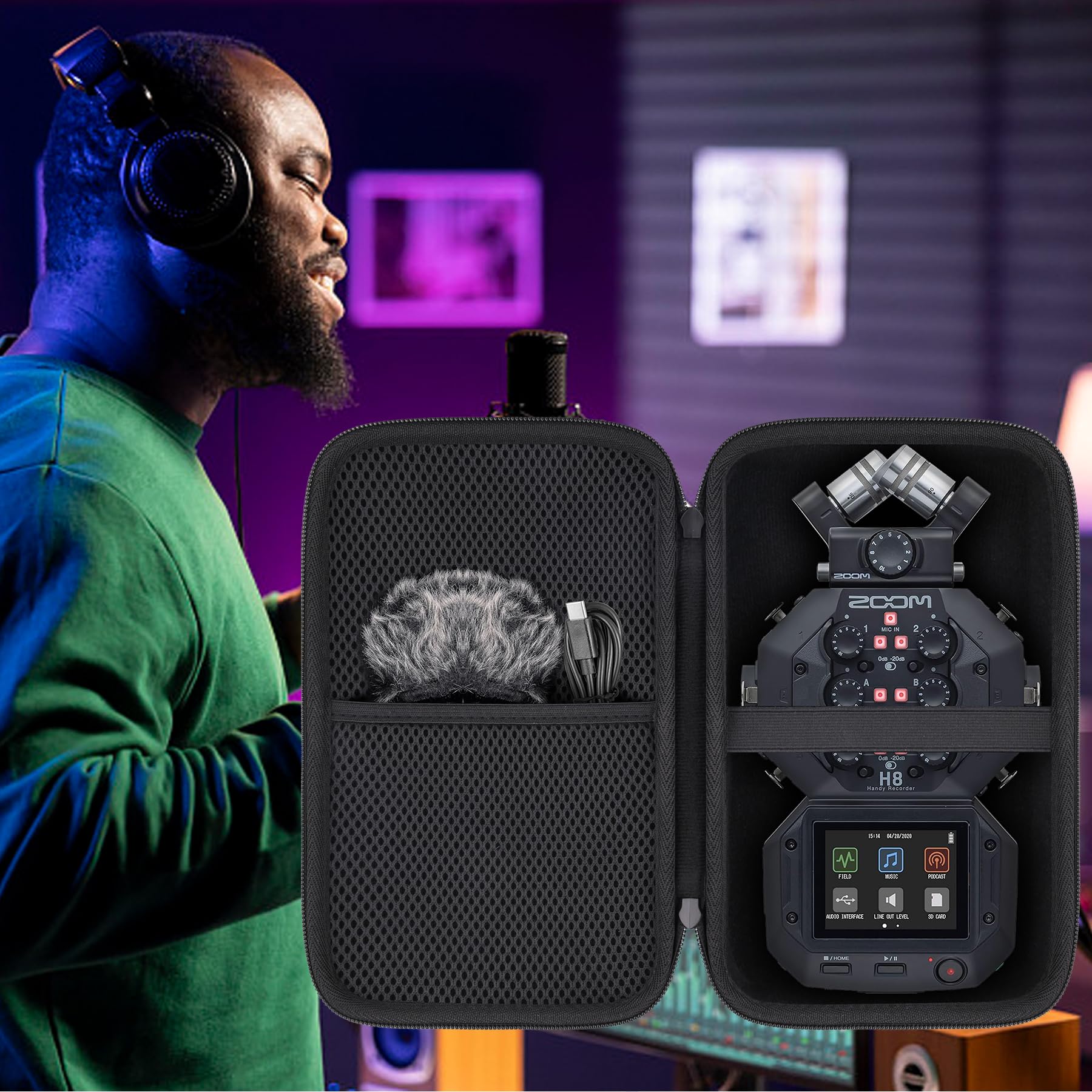 Aenllosi for Zoom H8 Digital Multitrack Recorder Hard Travel Case, Zoom Handy Recorder Organizer (Case Only) for H8 Multitrack - Image 5
