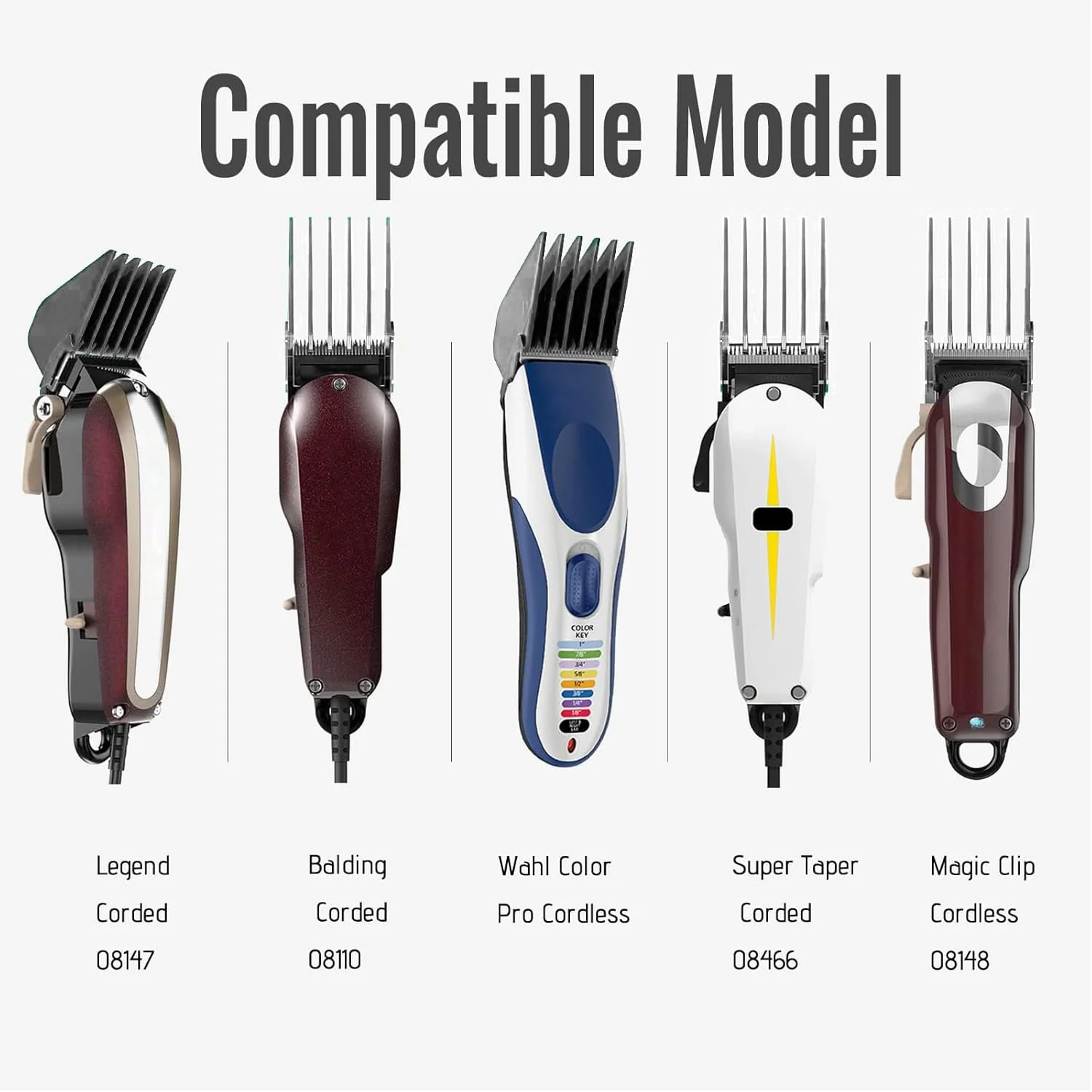 AFANSO Mega Hair Clipper Guards, 8pcs Gray, Fits Most Wahl Full Size Hair Clippers (3 Inch 8pcs) 3 Inch 8 Pieces Gray - Image 6