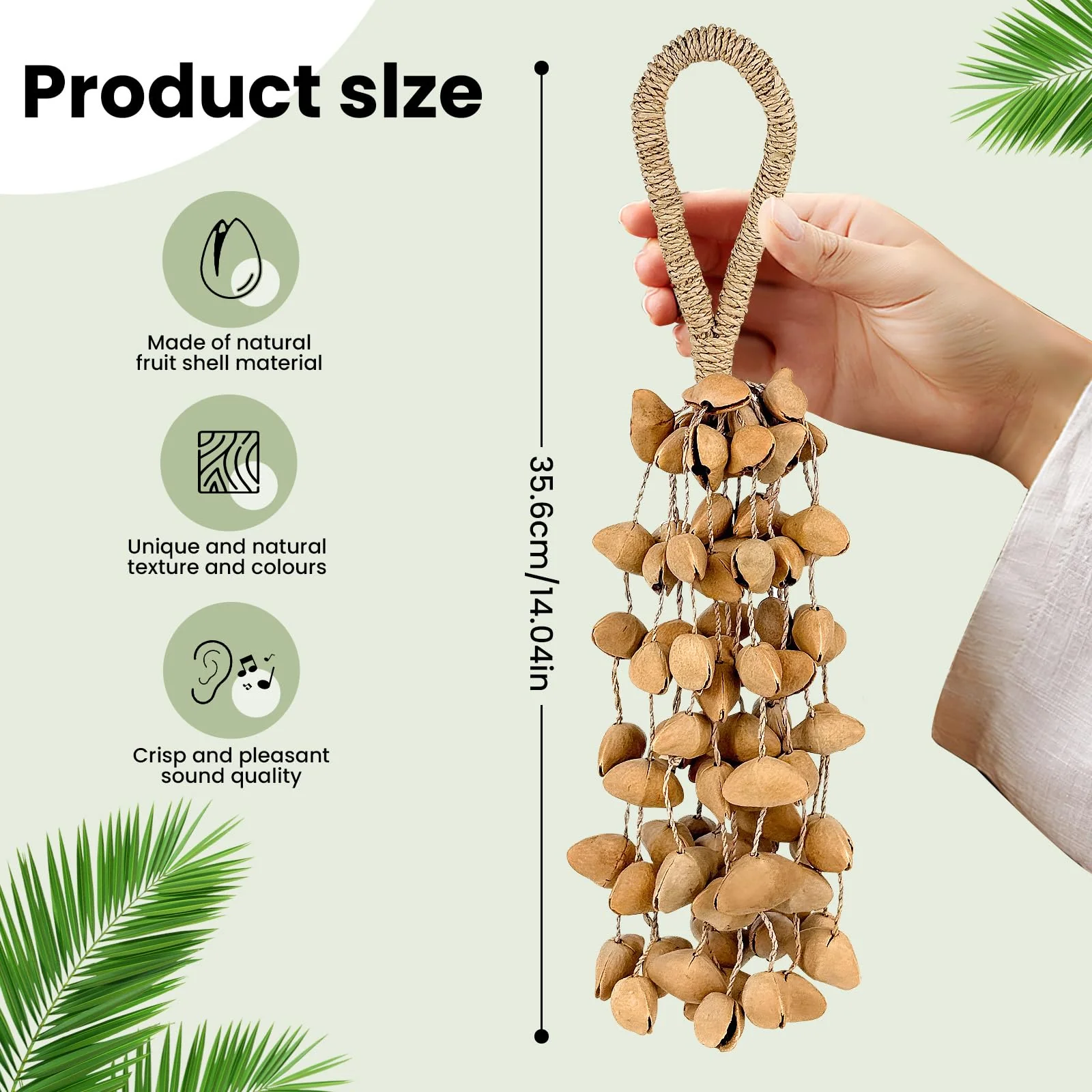 African Natural Hand Shakes Cacho Seed Rattle Bracelet Anklet Hand Bell Percussion Instrument Accessories (Medium) Medium - Image 2