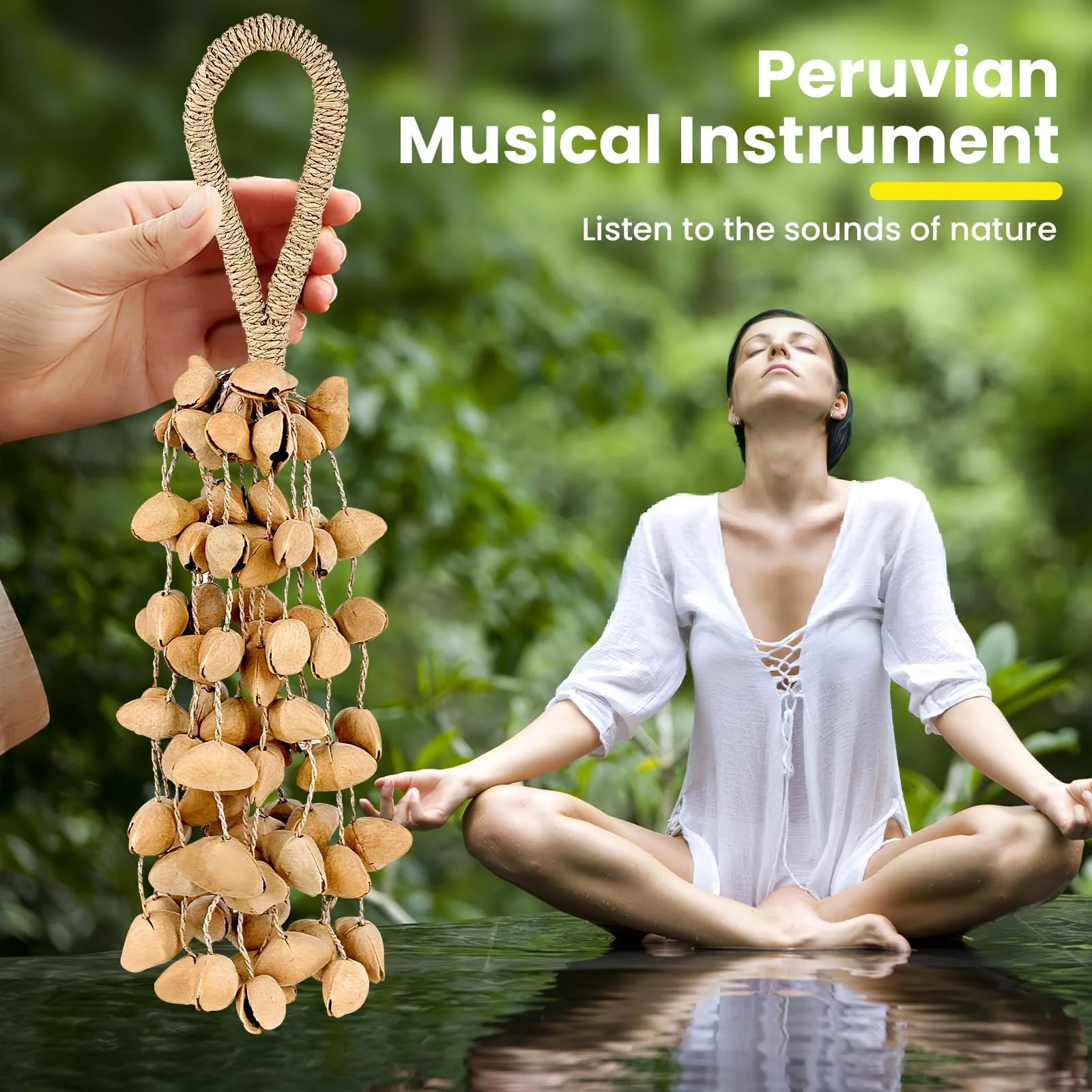 African Natural Hand Shakes Cacho Seed Rattle Bracelet Anklet Hand Bell Percussion Instrument Accessories (Medium) Medium - Image 3