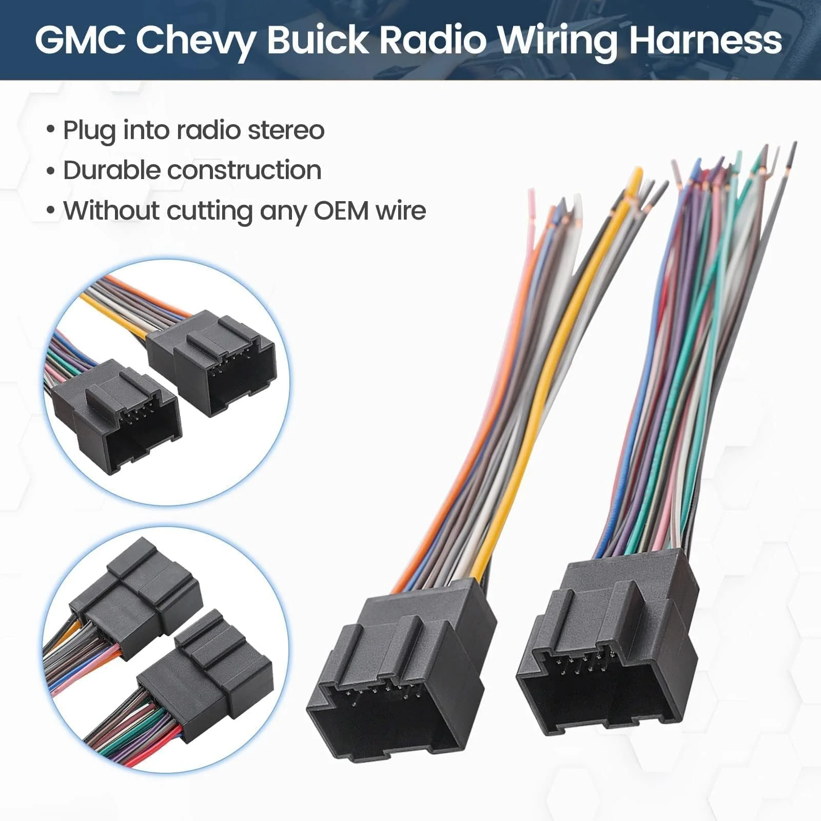 Aftermarket Radio Wiring Adapter for GM Chevy 2007-2015, GMC 2006-2017, Buick 2007-2014 Install Car Stereo Wire Cable Plug Non-Amplified System - Image 3