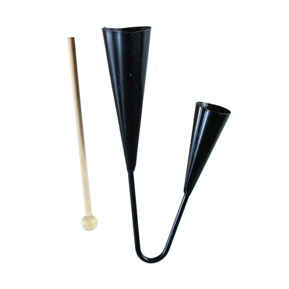 Agogo Bell Two Tone Traditional Samba Percussion Instrument with Wooden Stick for - Image 2