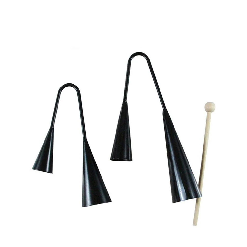 Agogo Bell Two Tone Traditional Samba Percussion Instrument with Wooden Stick for - Image 4