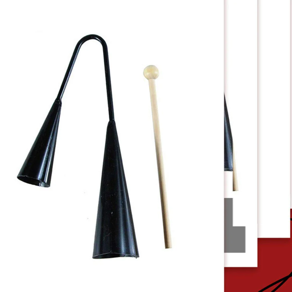 Agogo Bell Two Tone Traditional Samba Percussion Instrument with Wooden Stick for - Image 6