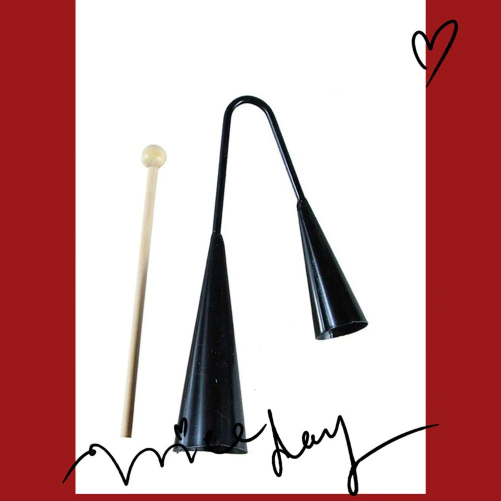 Agogo Bell Two Tone Traditional Samba Percussion Instrument with Wooden Stick for - Image 7