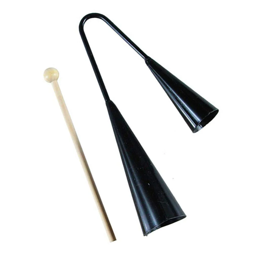 Agogo Bell Two Tone Traditional Samba Percussion Instrument with Wooden Stick for - Image 9